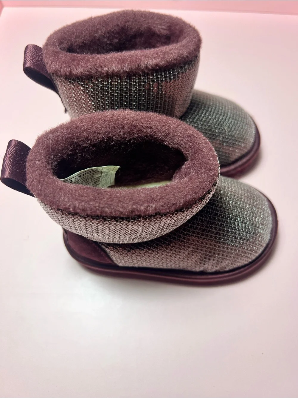 UGG KIDS TODDLER CLASSIC MINI MIRROR BALL SEQUIN PURPLE 'GRAPE' BOOTS SIZE 6
